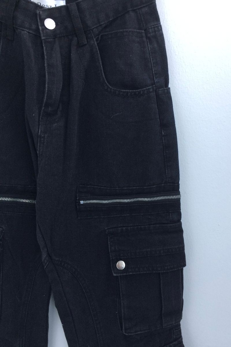 Pocket-line zipper bootcut pants