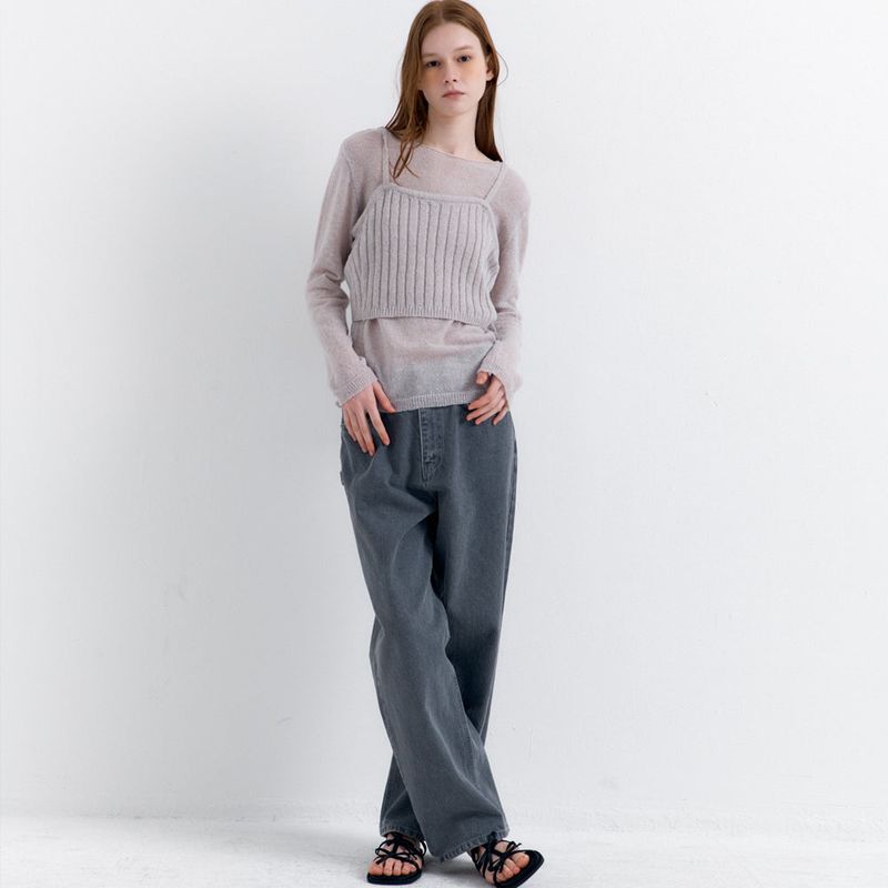 Bustier Knit Set Gray