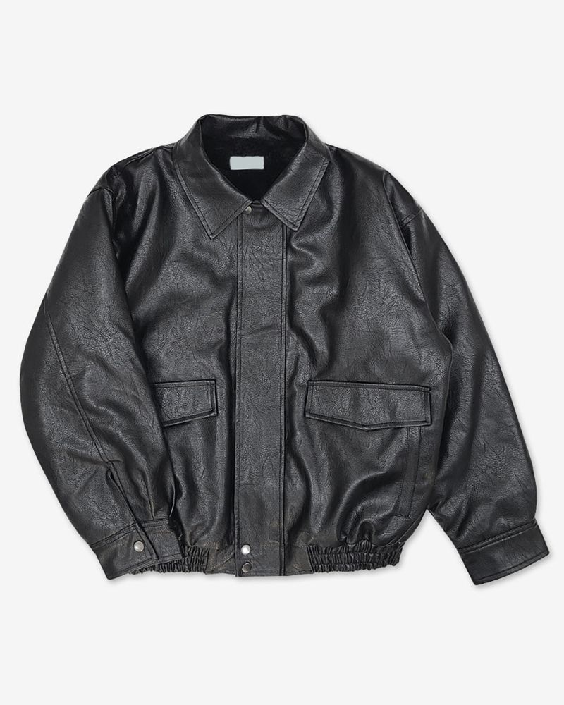 Lining fur oversized leather jumper
