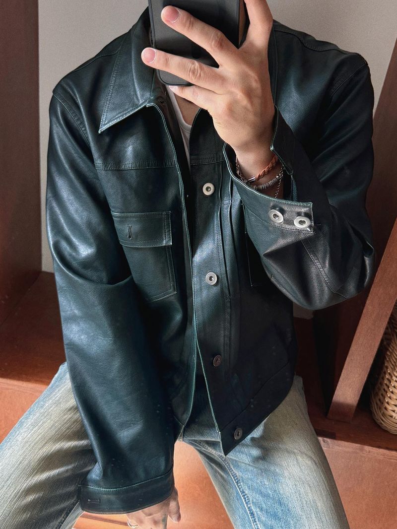 ASCLO(エジュクロ)の「ASCLO Tracker Crop Leather Jacket (3color)(Jackets/Outerwear)」