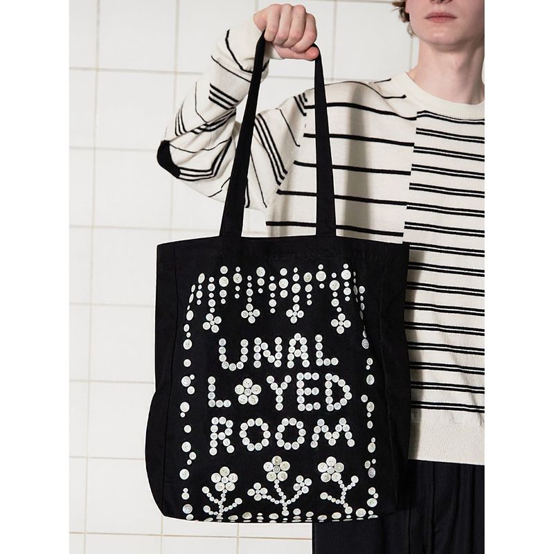 BUTTON LOGO ECO BAG / BLACK