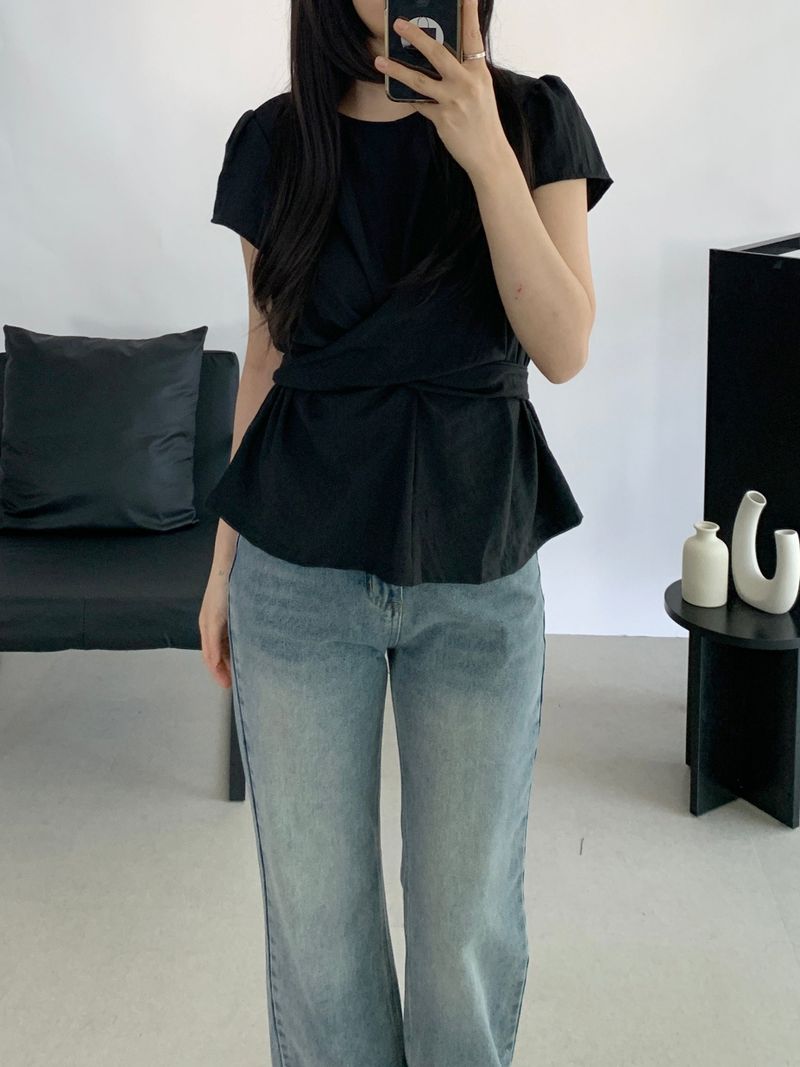 Amélie Shirred Wrap Blouse