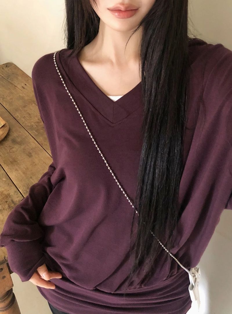 WONDER WONDER（ワンダーワンダー）の「セナ Vネック ミニ ドレス Tシャツ（トップス）」