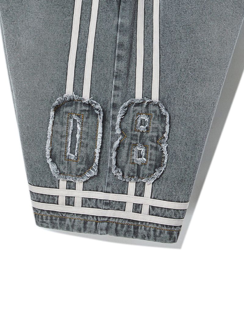 BASKETBALL DENIM HALF PANTS (GREY)
