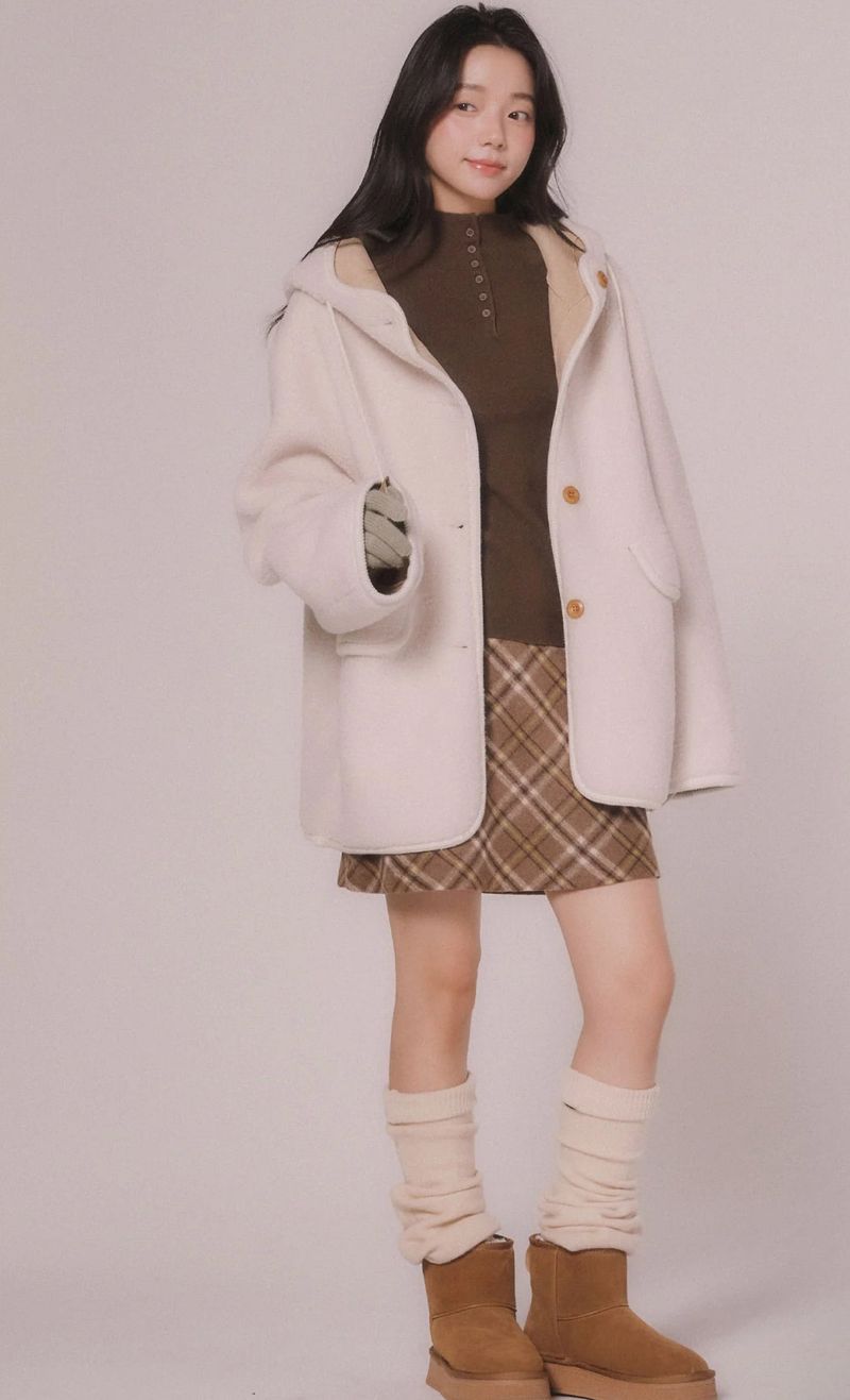 HOOD SHEARING MUSTING JUMPER (Ivory)