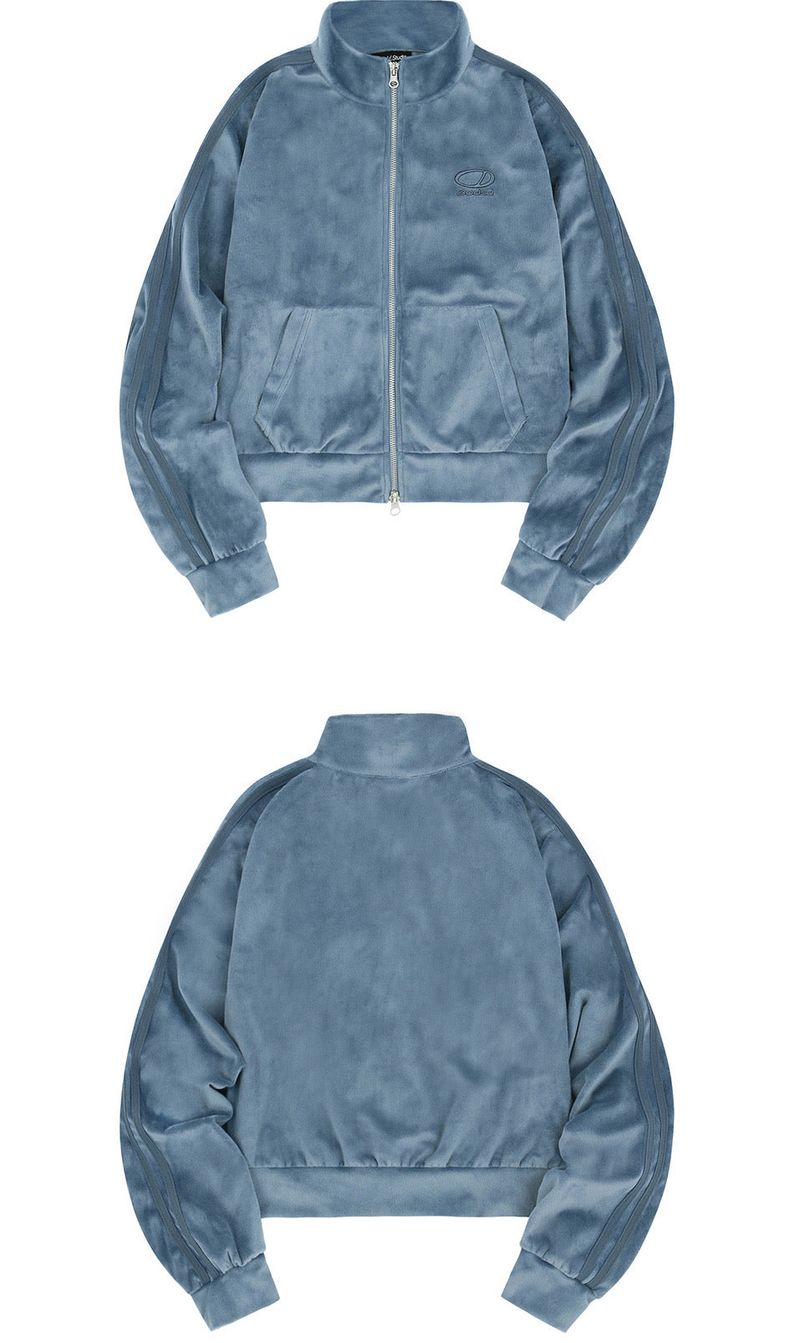 Velour Sporty Track Crop Zip-Up