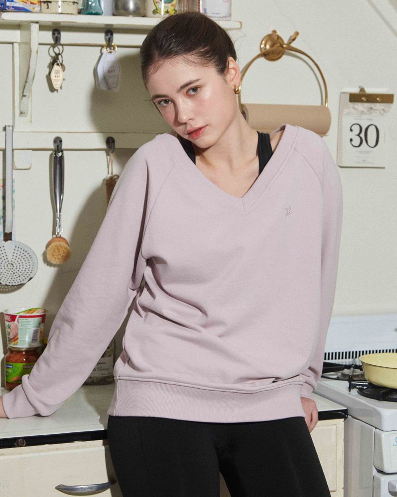 V-NECK RAGLAN SWEATSHIRT / LIGHT MAUVE