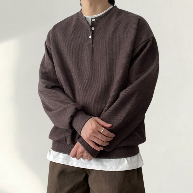 Raen Henry neck snap knit sweatshirt