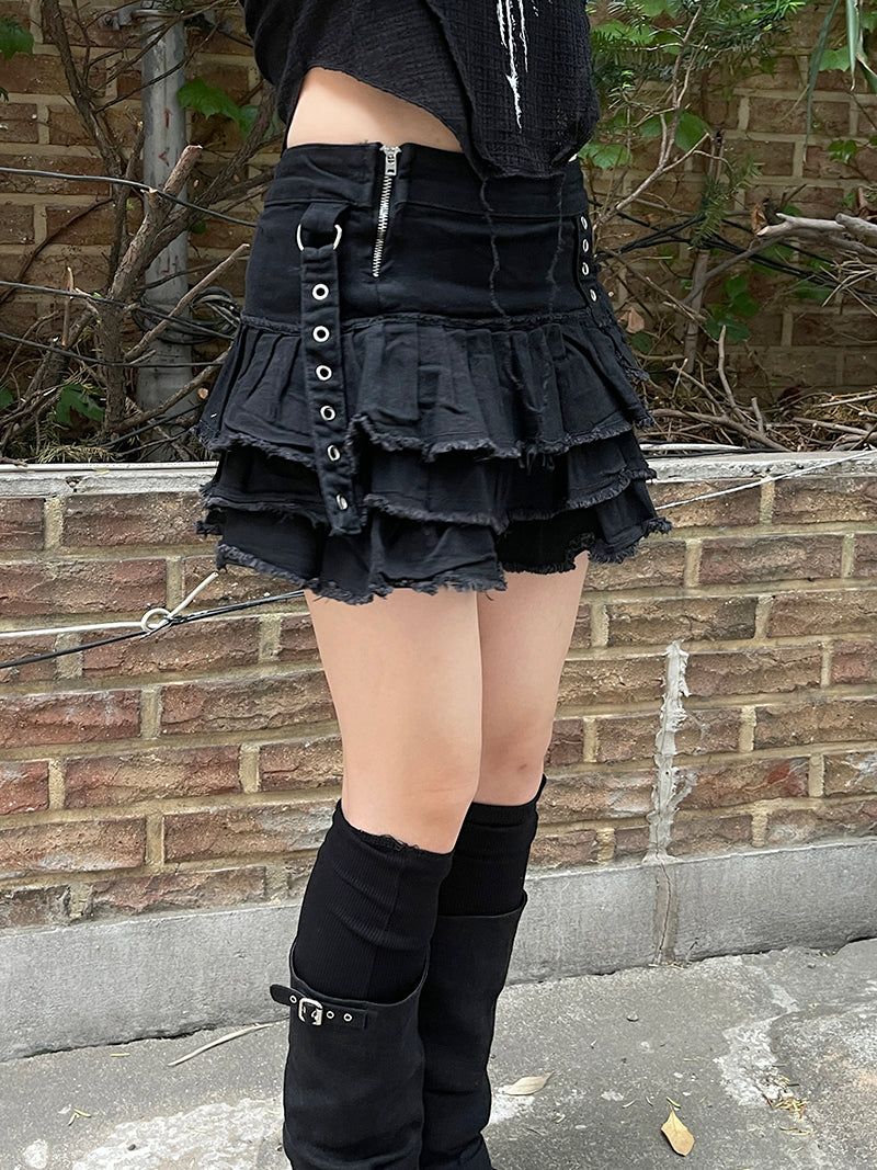 y2k punk damage cancan mini skirt
