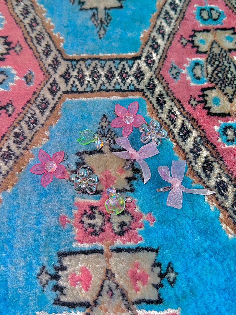 Flower ribbon custom shoes charms (2set)