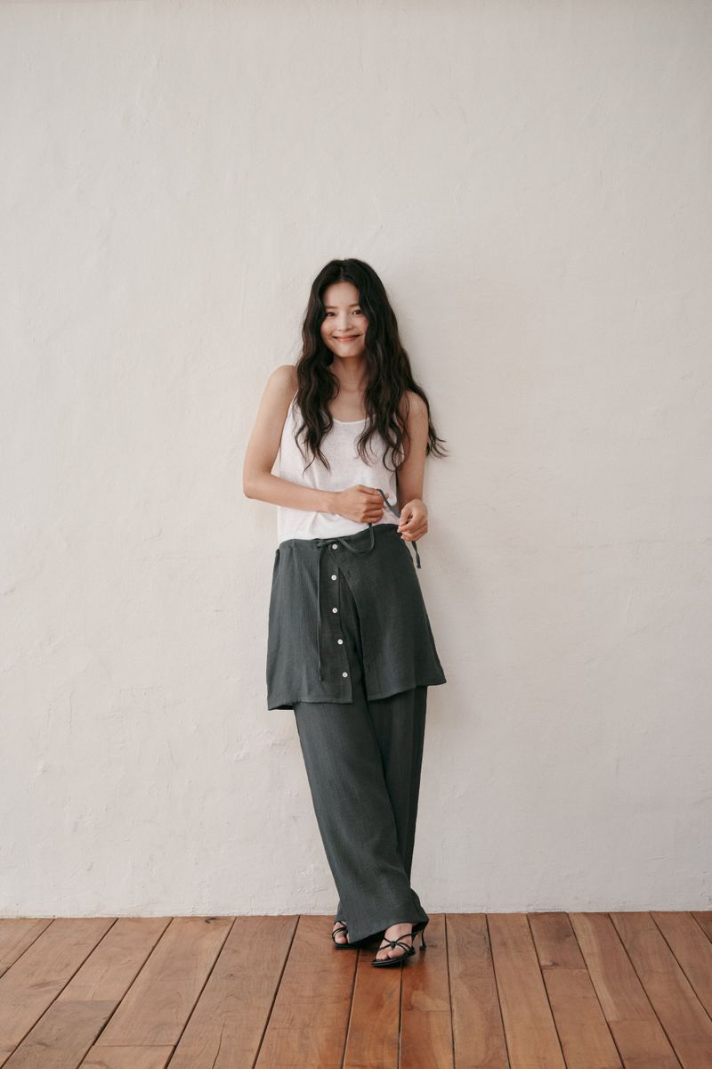 Pleat wrap cover up (Dark grey)