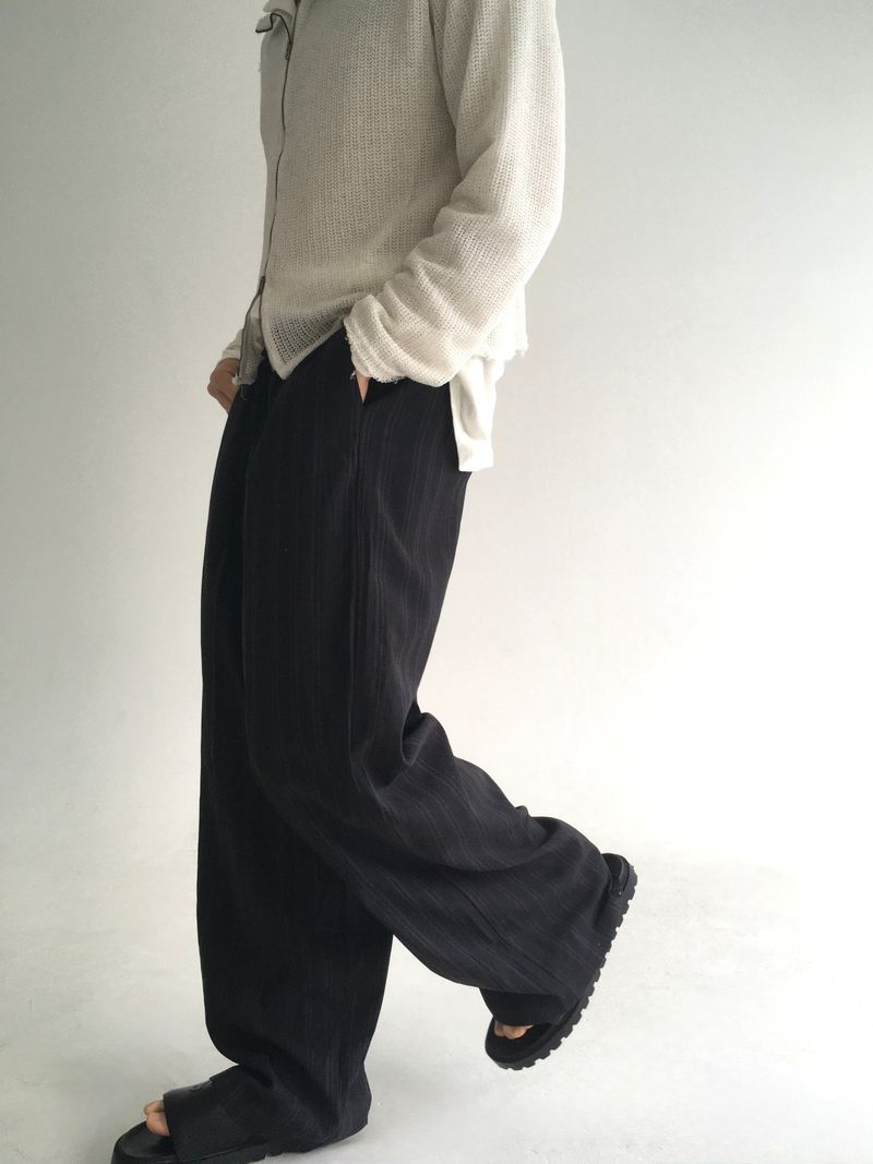 stripe banding rayon slacks(2colors)