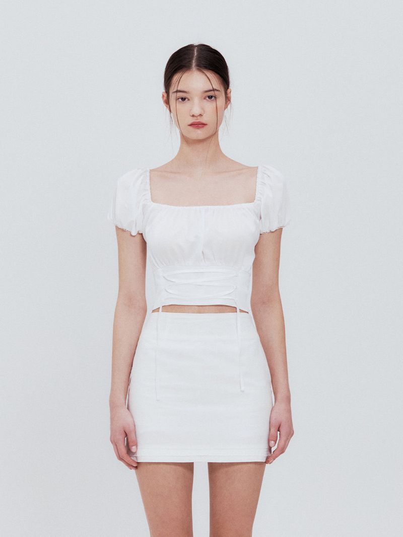Not your rose（ノットユアローズ）の「Corset crop blouse (white)（Tops）」