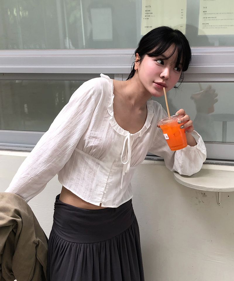 WITHOUTSUMMER（ウィズアウトサマー）の「Butter frill blouse_ivory（Tops）」