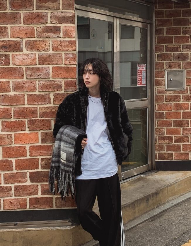 [PREMIUM/MADE] Oblique two-way fur jacket