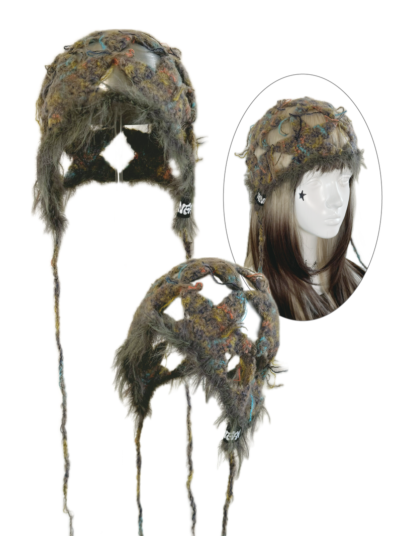 ’Smoky Twilight‘Crochet Boho Star Mesh net Cap