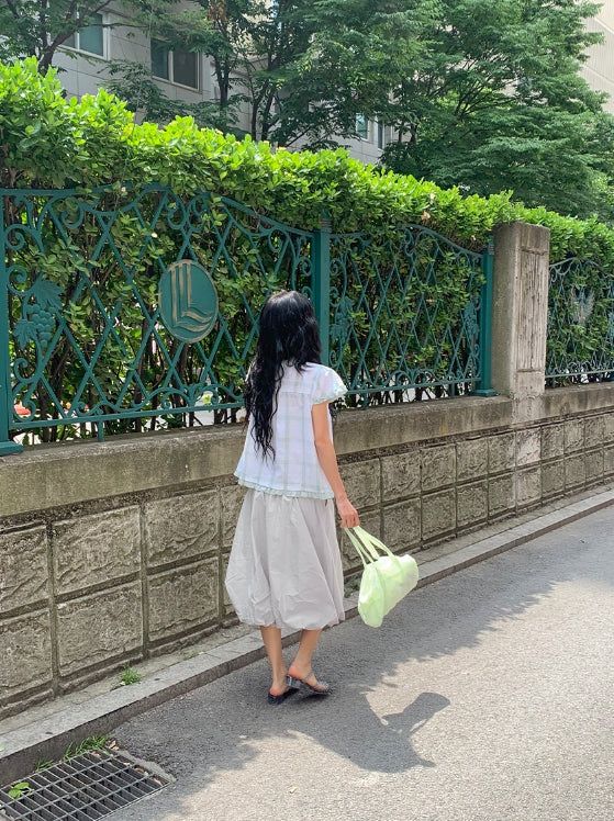 Honoka Pintuck Balloon Banding Midi Skirt