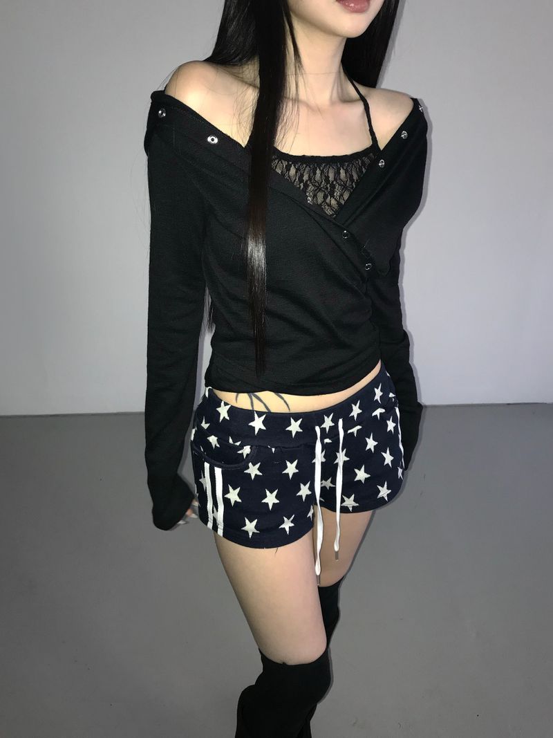 snap cross hoodie top(3 color)