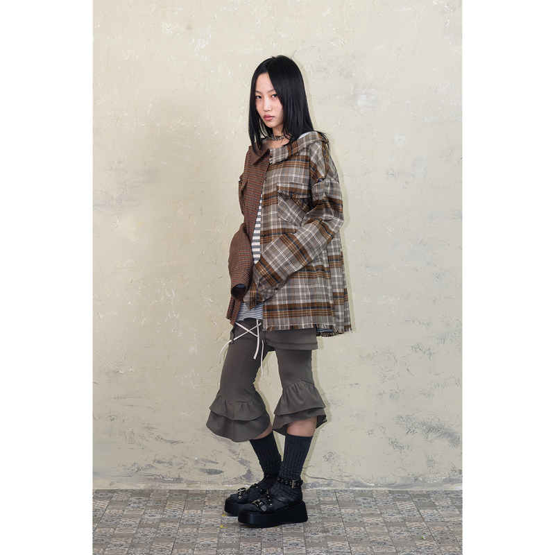 LACE-UP CONVERTIBLE JUMPSUIT: KHAKI