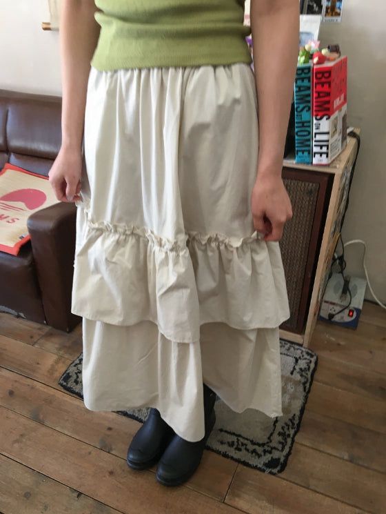BAON（バオン）の「Harimi Shirring Tiered Banding Long Skirt（Skirts）」