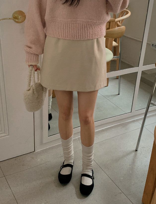 Daily Pintuck Wool Mini Skirt (2color)