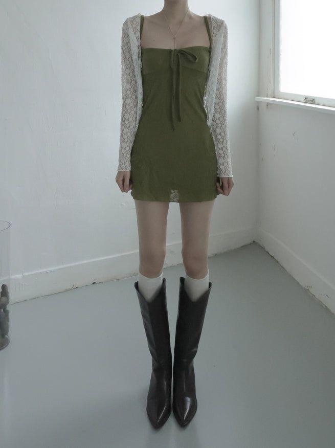 Muse Embossed See-through Lace Cardigan