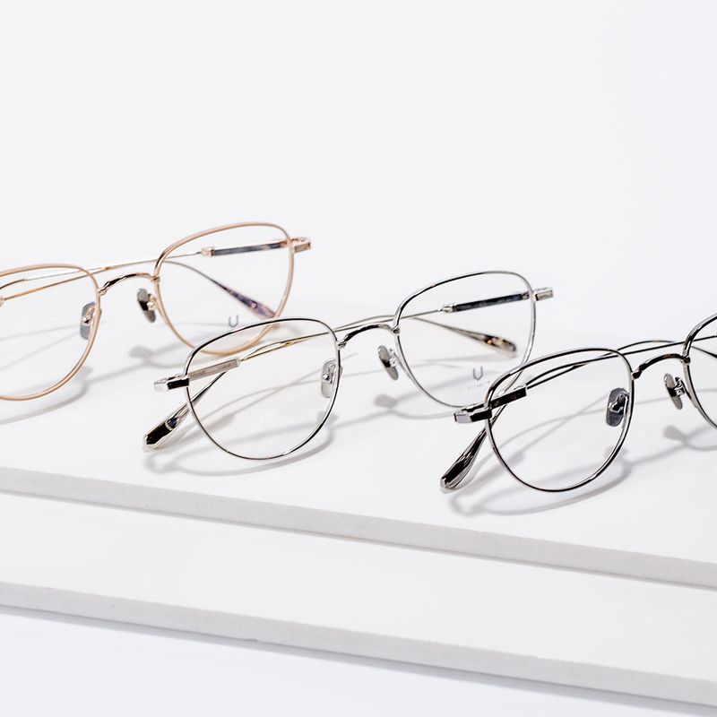Knouun Round titanium glasses CODE. 102. F Silver N Gray