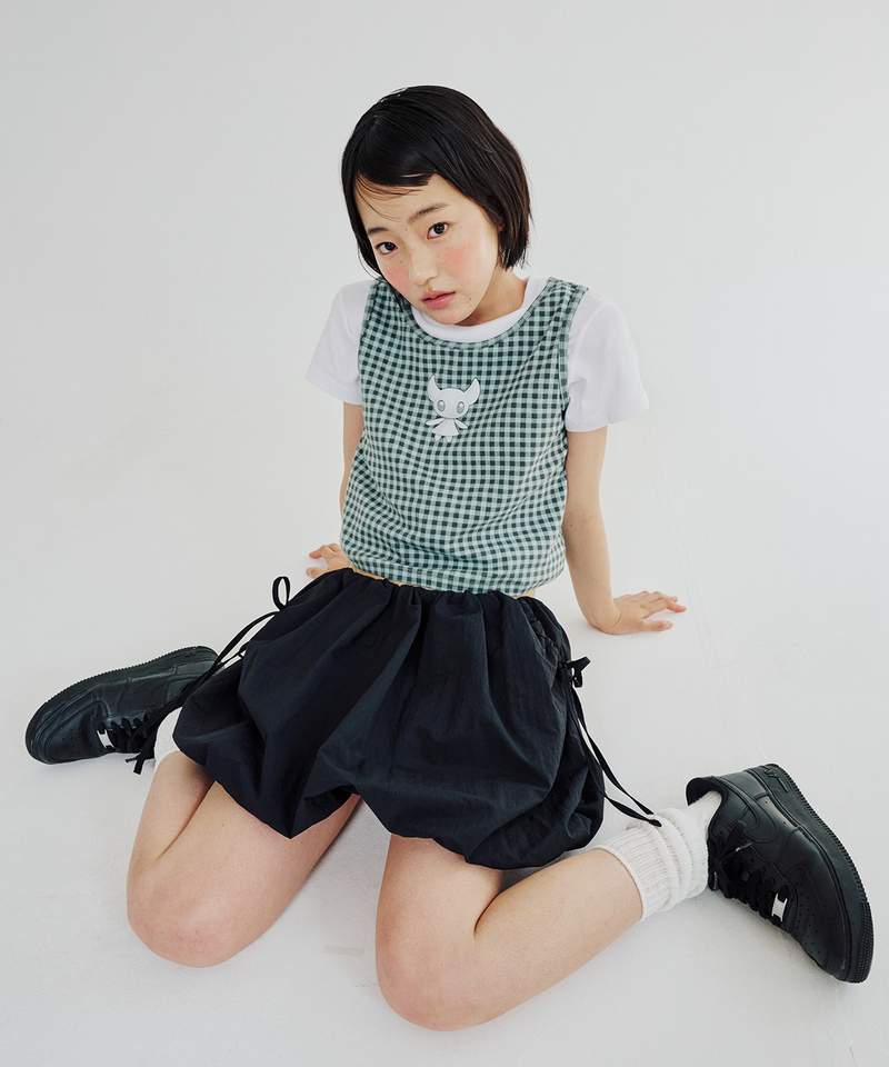ITZAVIBE（イッザバイブ）の「CAT MONSTER CHECK SLEEVELESS（Tops）」
