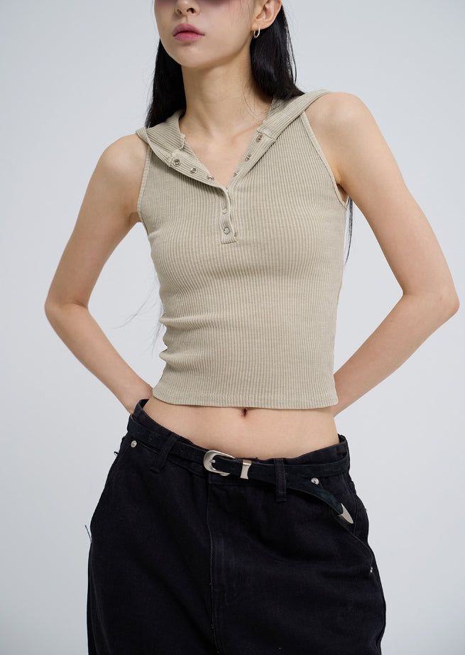 Julie Pig Ribbed Snap Hood Sleeveless