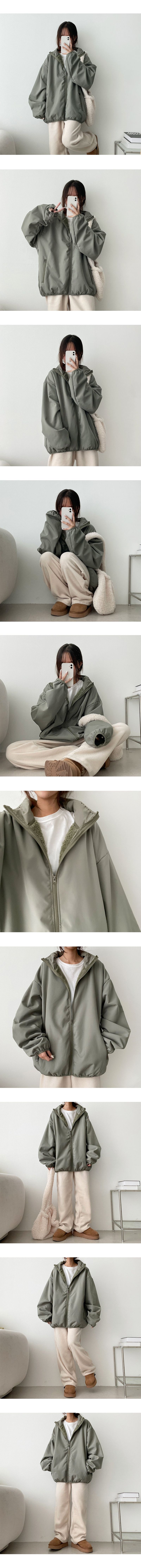 Wish Boxy Wool Lining Zip-Up Jumper