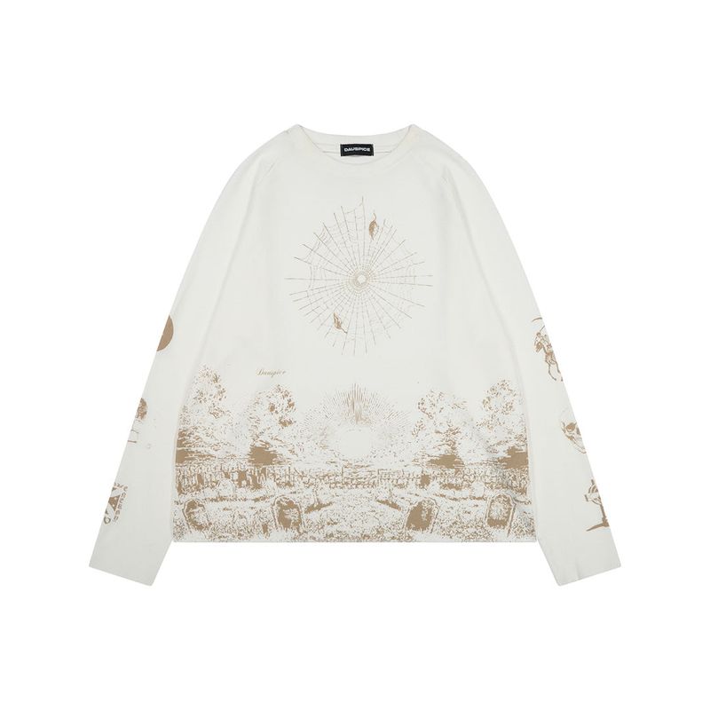 (DUC) BB Graphic Waffle Oversized Long-Sleeve Ivory