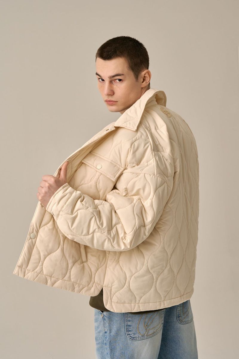 QUILTING SHIRT JACKET - IVORY