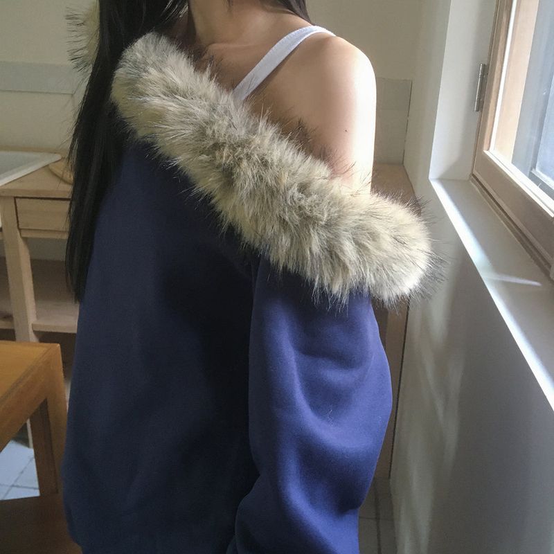 Perrin Fur One Off-Shoulder Sweatshirt
