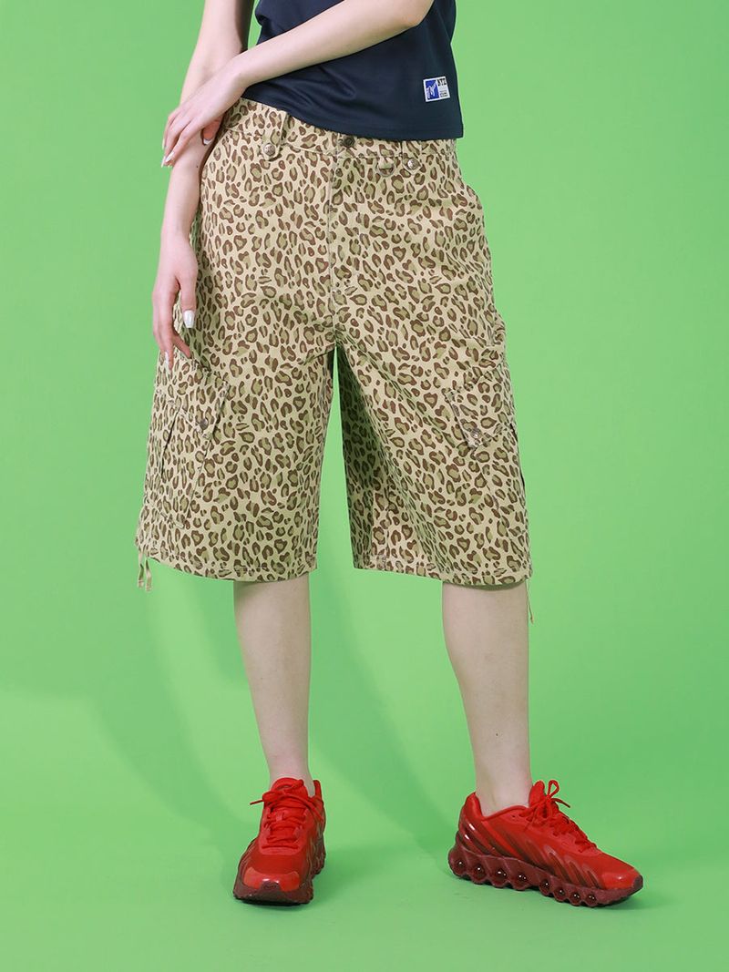 PATTERN CARGO HALF PANTS (LEOPARD)