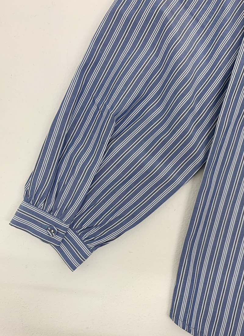 Stripe Frill Blouse (blue)