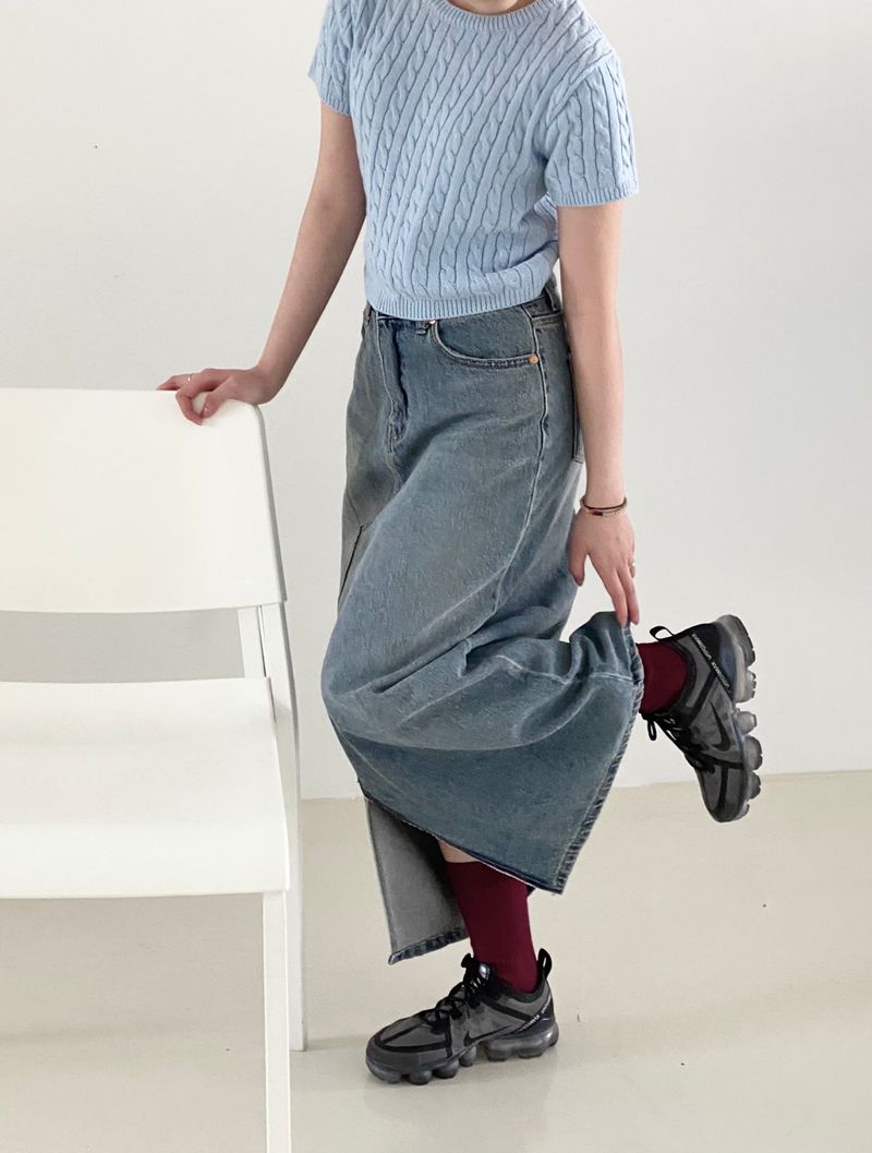 Vintage diagonal long skirt