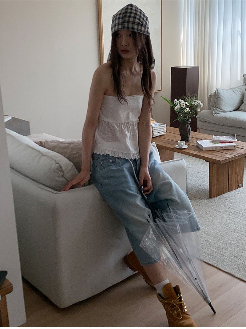 LAYERED BAND BERMUDA JEANS