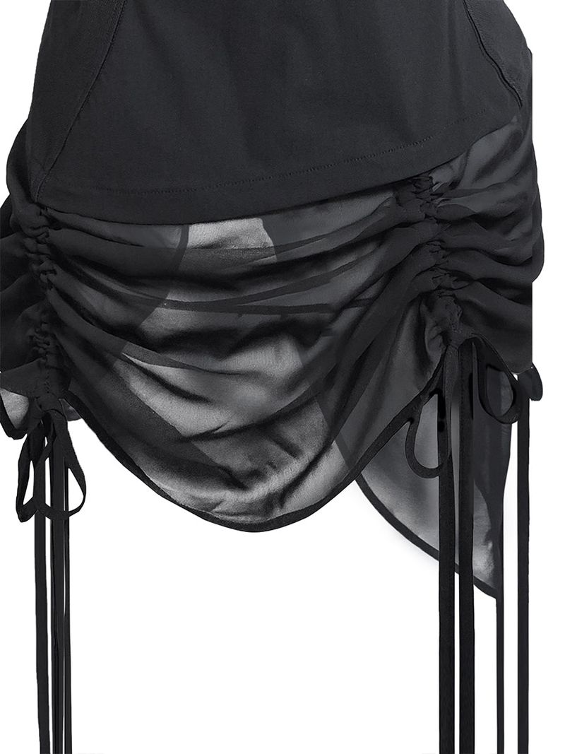 CURVED ZIP-UP SHIRT WITH LAYER . COOL BLACK