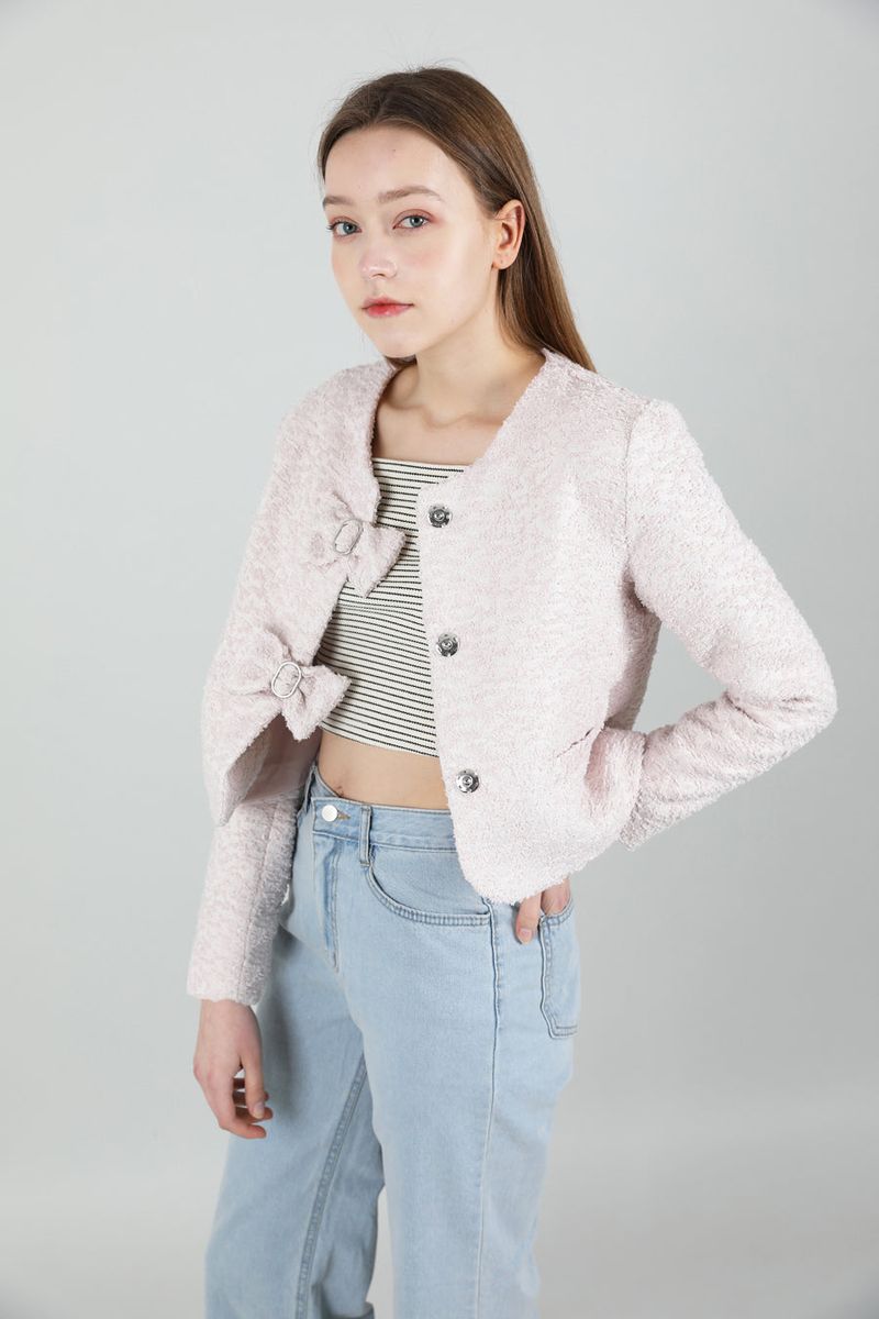 Tweed Ribbon Jacket Pink