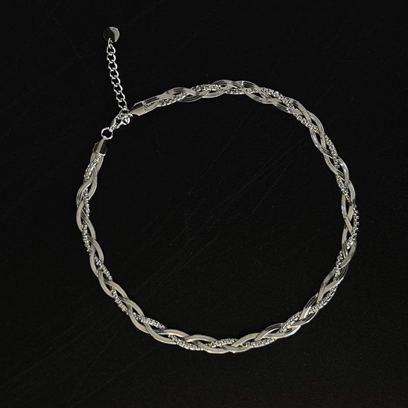 Titanium Steel Twist Chain Choker Necklace