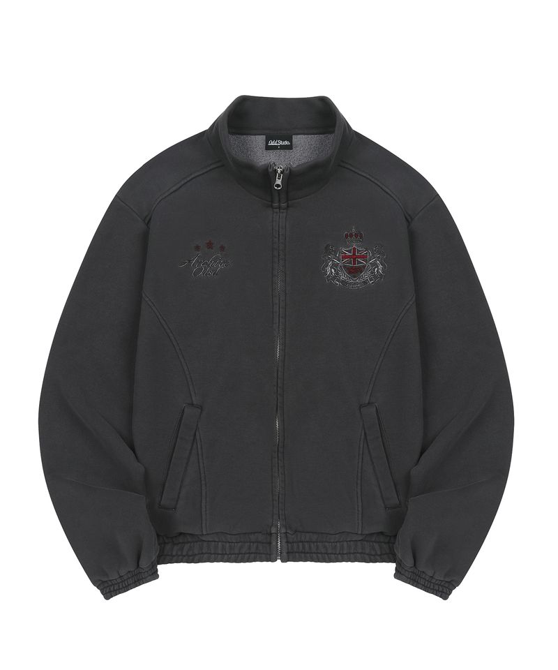 Pigment High Neck Sweat Zip-Up - CHARCOAL