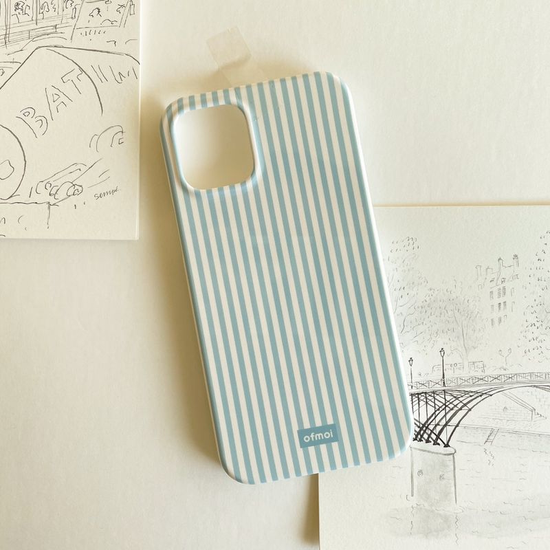 creamy blue glossy hard phone case