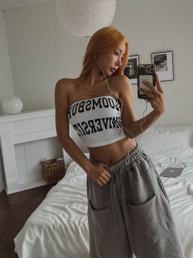 Bloom Lettering Pig Tube Top (+With Cup)