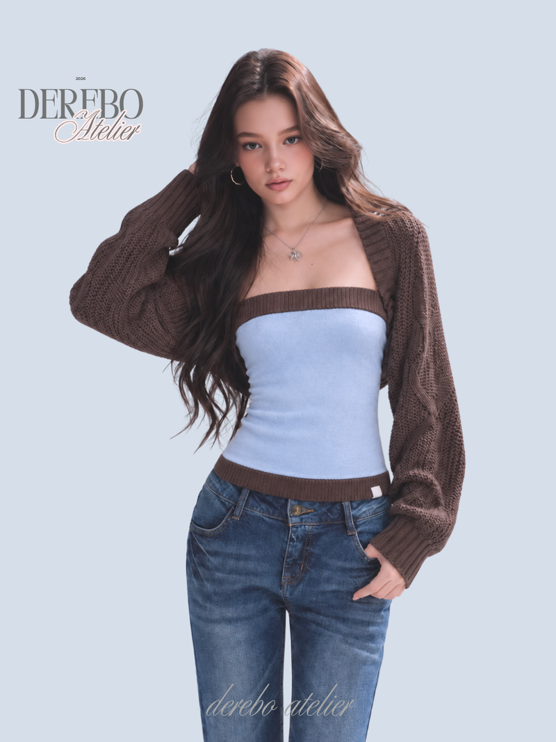 dereborujo（ドレボルゾー）の「Blue Choco bolero cardigan top two-piece（Tops）」