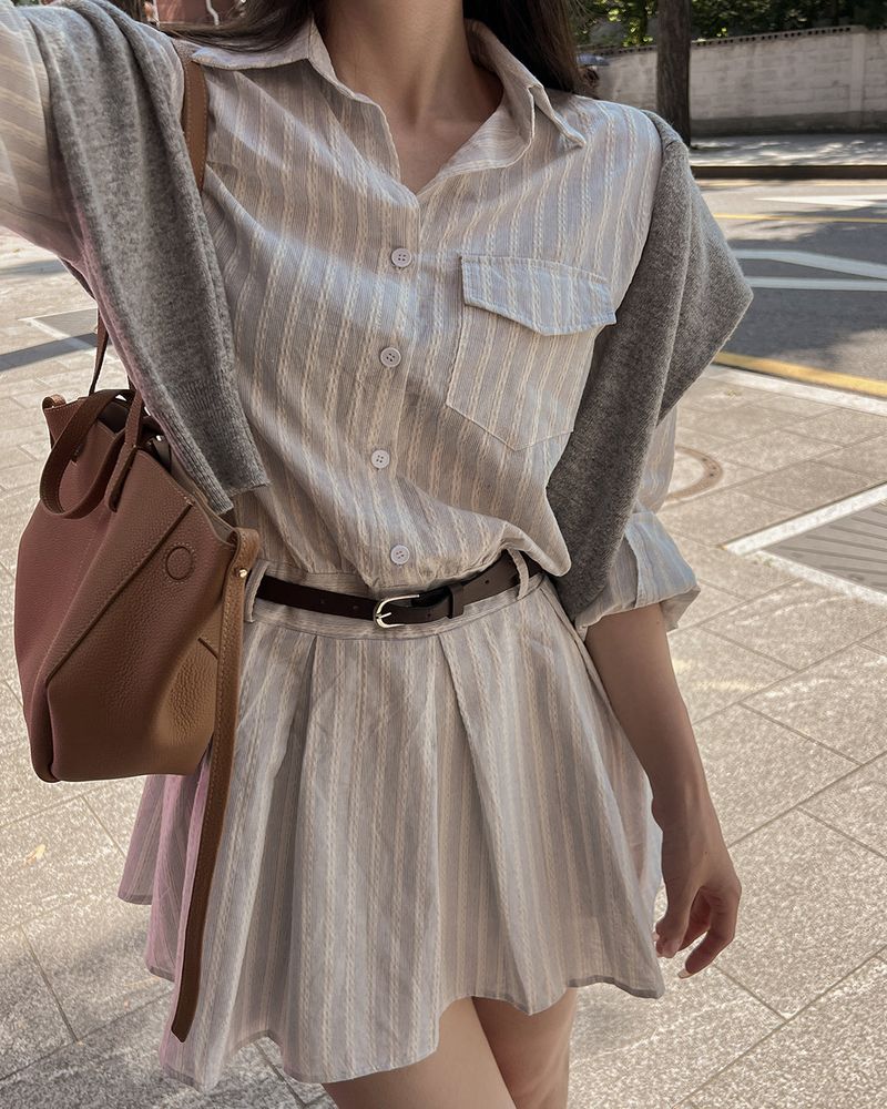 Shirt mini one piece & belt set