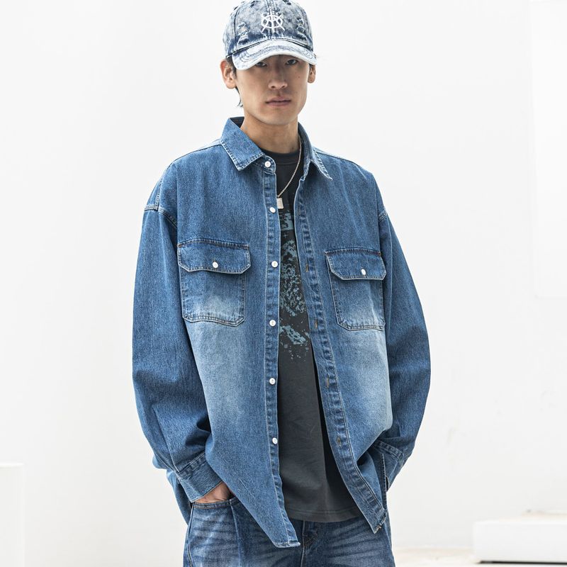 MASSNOUN(マスノウン)の「RELAX WASHED DENIM POCKET LONG SHIRTS MSFST001-BL(Tops)」