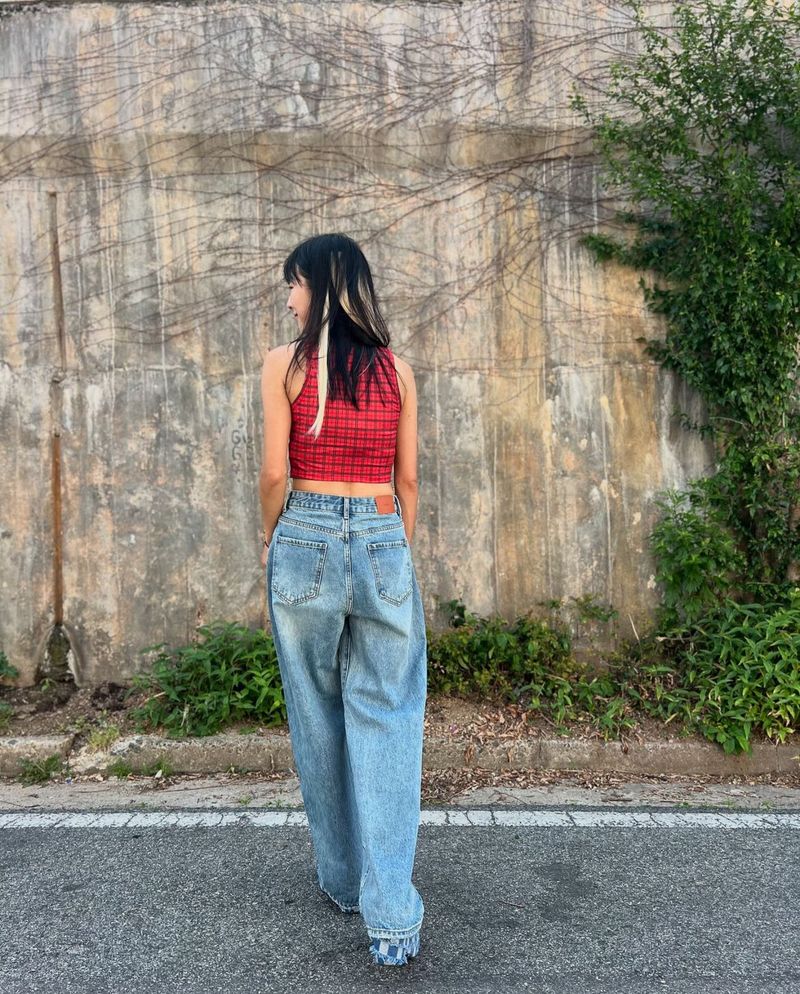 FRONT SIDE PATCHWORK DENIM PANTS code 18106