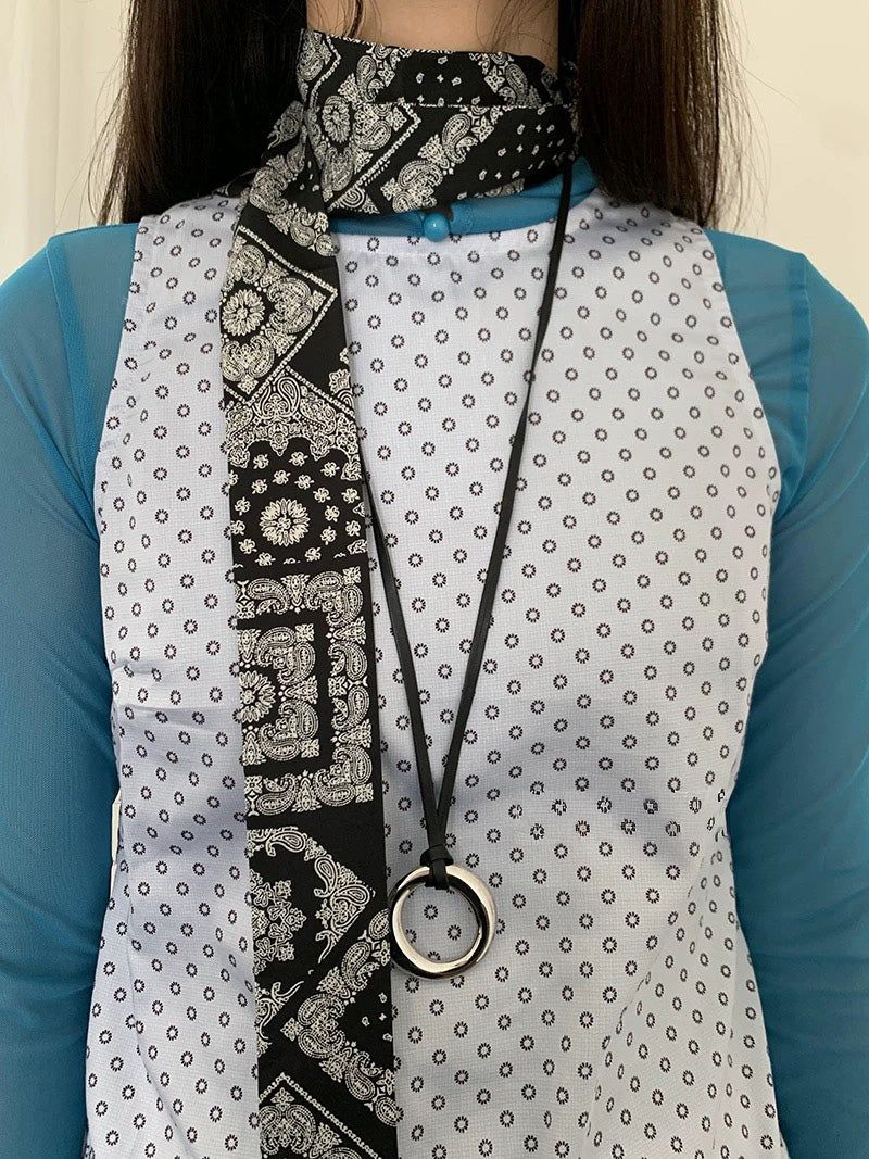 Silver O ring leather necklace