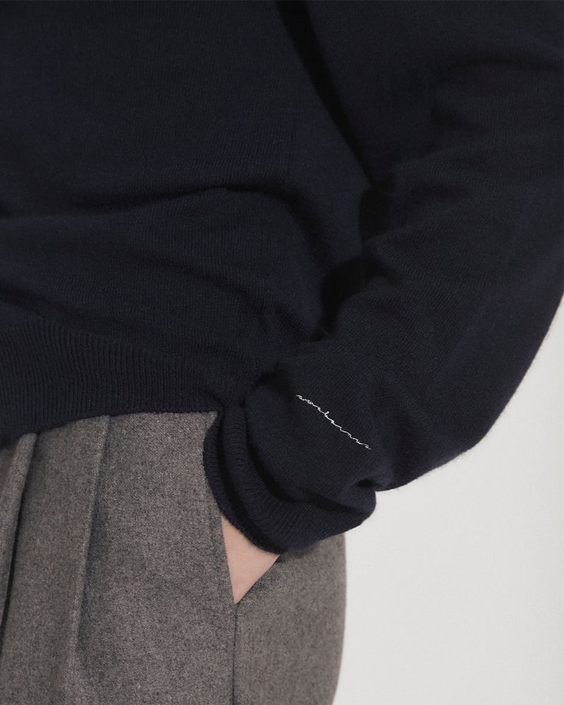 CASHMERE COLLARED CARDIGAN [NAVY]