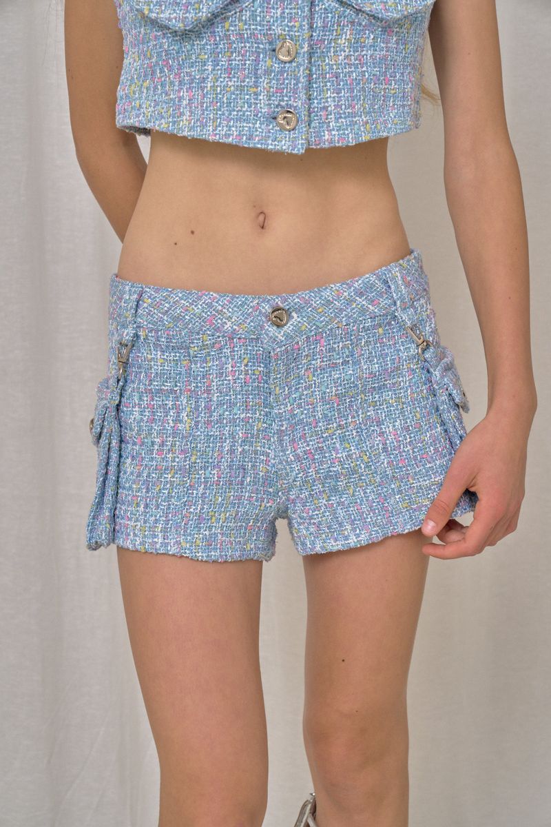 TWEED HIPSTER SHORTS (BLUE)